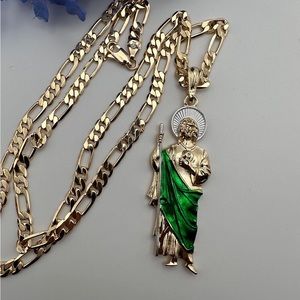 St. Jude and Chain 24 inche Gold plated 14k